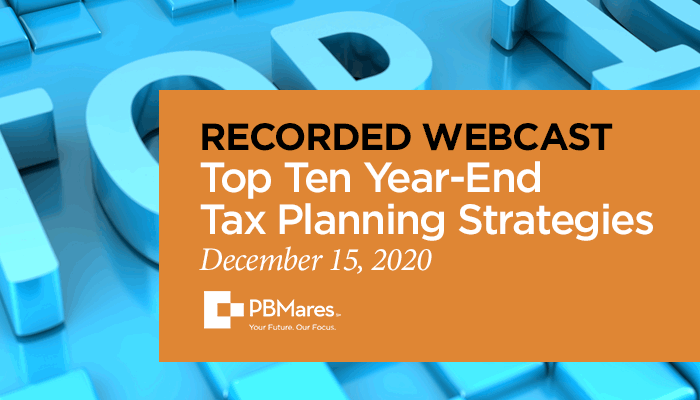 Top 10 Year-End Tax Planning Webinar Recording